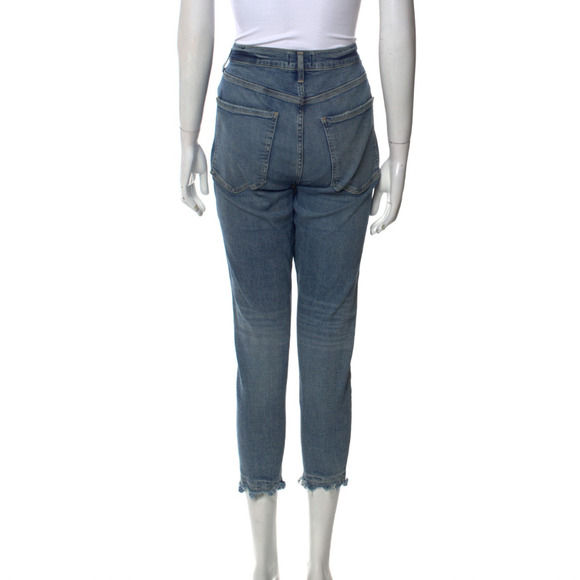 AGOLDE Jeans Womens 31 Blue Denim High Rise Star Embroidery Distressed Raw Hem - Picture 10 of 11